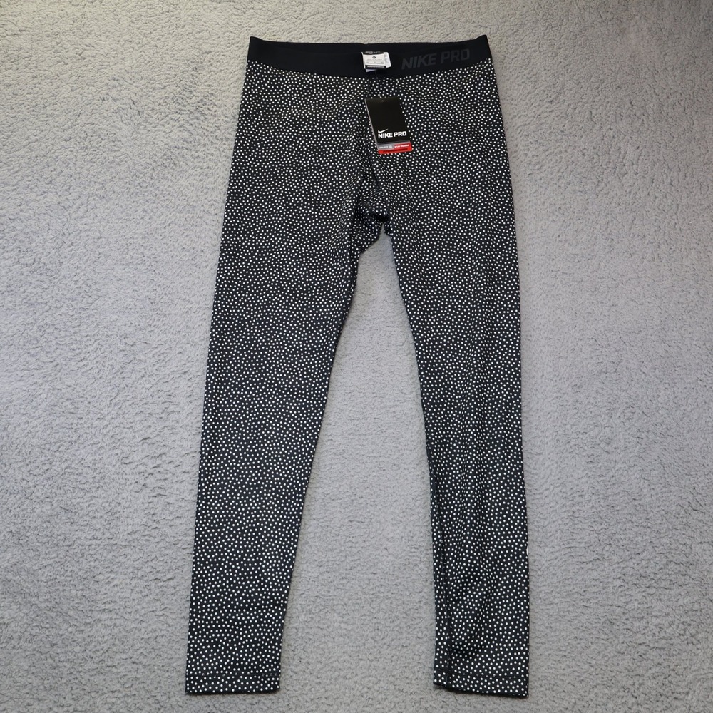 Nike Pro Hyperwarm Polka Dot Leggings Womens XL Black White Dri-FIT 685125-010